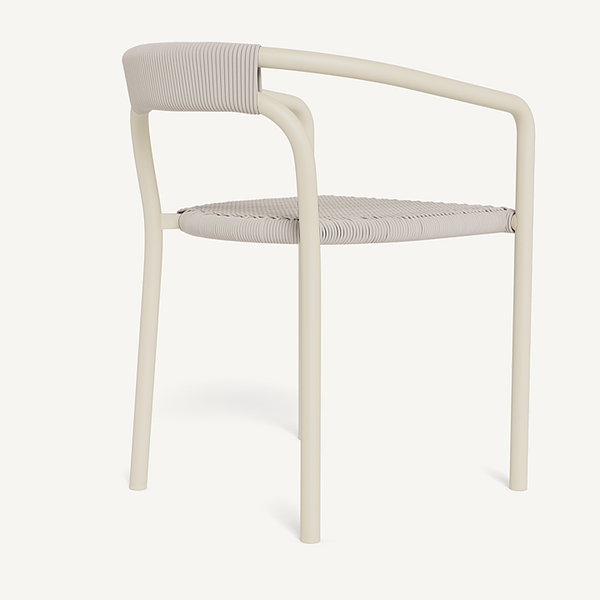 Leo Stacking Dining Chair, Aluminum Bone / Rope Shell