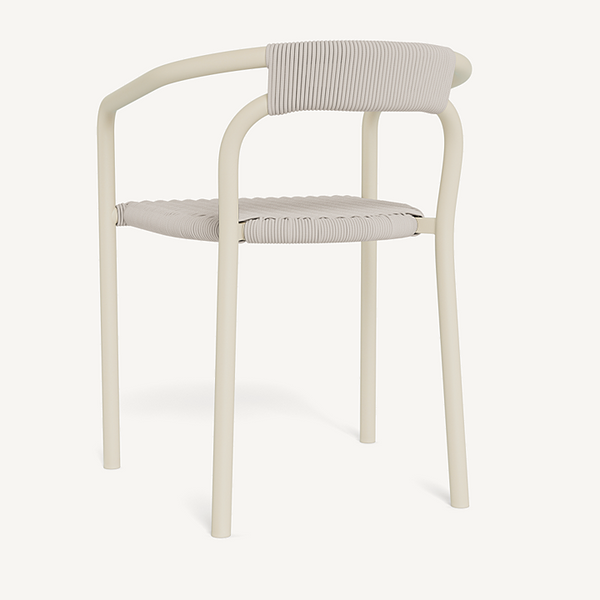 Leo Stacking Dining Chair, Aluminum Bone / Rope Shell