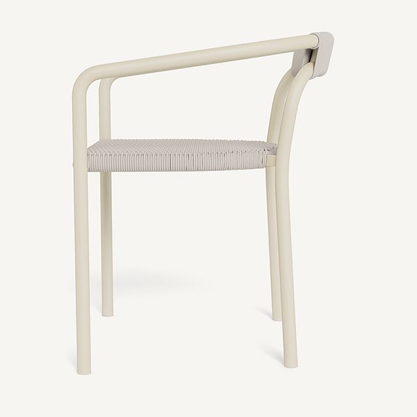 Leo Stacking Dining Chair, Aluminum Bone / Rope Shell