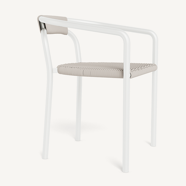 Leo Stacking Dining Chair, Aluminum White / Rope Shell