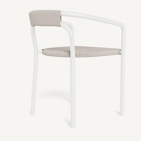 Leo Stacking Dining Chair, Aluminum White / Rope Shell