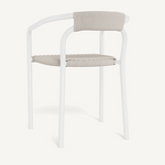 Leo Stacking Dining Chair, Aluminum White / Rope Shell