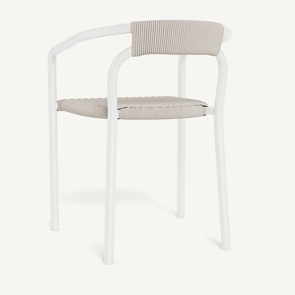 Leo Stacking Dining Chair, Aluminum White / Rope Shell