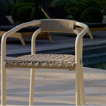 Leo Stacking Dining Chair, Aluminum Bone / Rope Shell