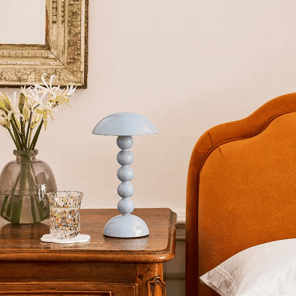 Bobbin Rechargeable LED Lamp - Pale Denim Lacquer, 11.8"H