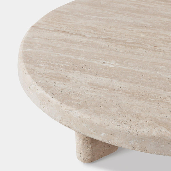 Lucca Round Coffee Table 47", Travertine Natural