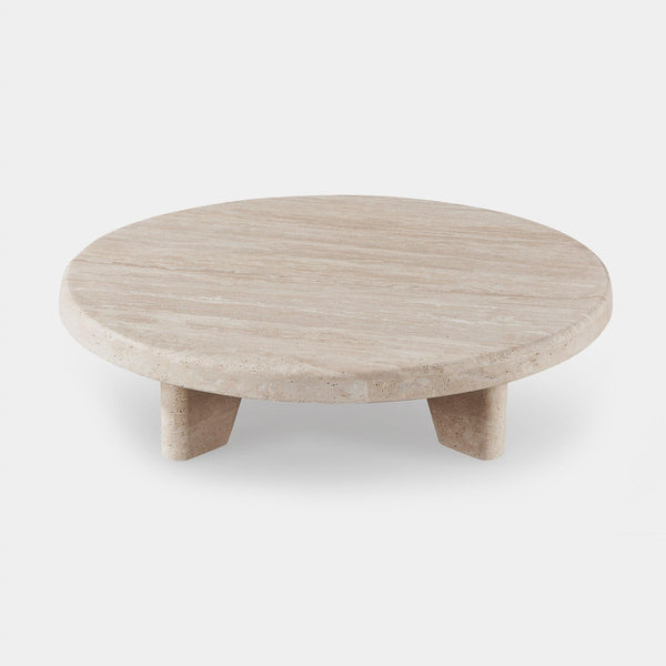 Lucca Round Coffee Table 47", Travertine Natural