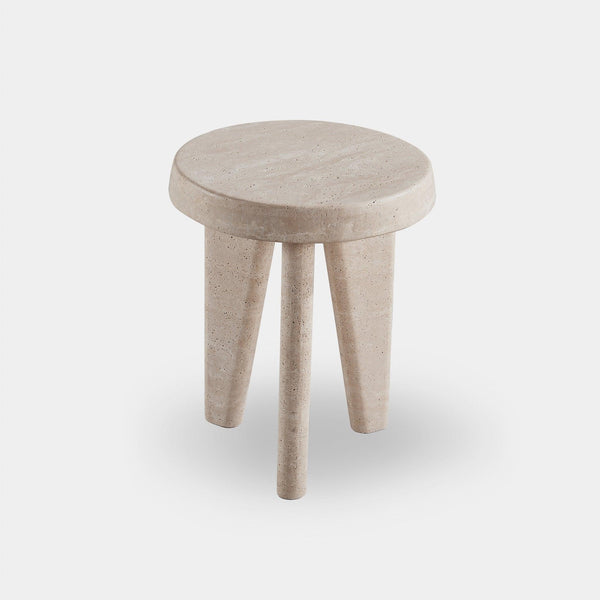 Lucca Round Side Table, Travertine Natural