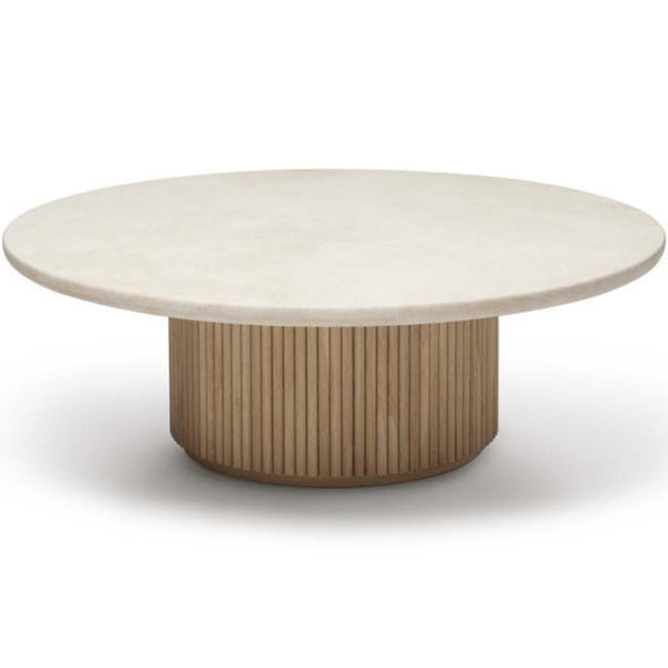 Laurel Round Marble Cocktail Table, Honey, 60" Dia