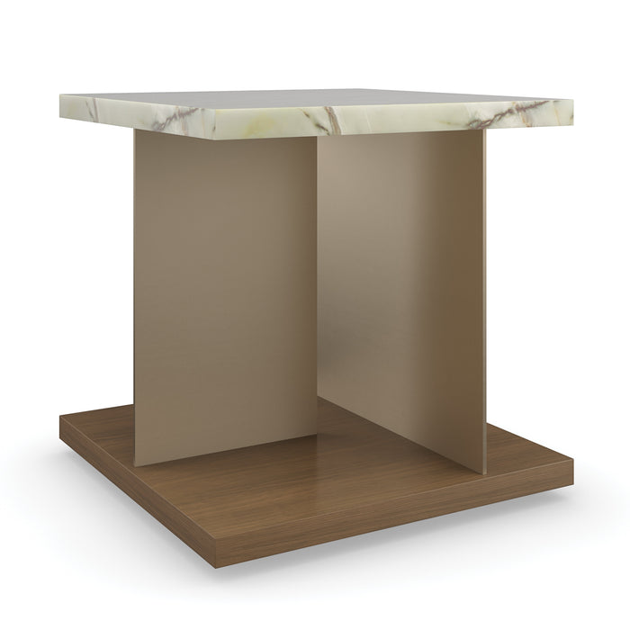 Cape Verde End Table, Lucent Bronze Metallic, Retro Walnut, 23"W x 23"D x 23"H