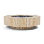 Mason Round Fire Table, Travertine Natural