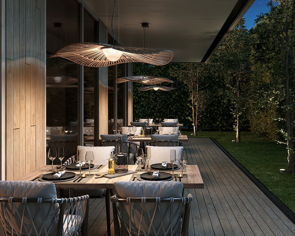 Mediterrània Outdoor 41.5" Chandelier, Brown/Brown Synthetic Fiber