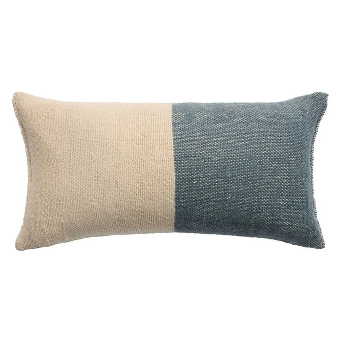 Duo-tone Blue and Cream Margosa Lumbar Pillow MGP21, 13" x 25"