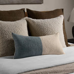 Duo-tone Blue and Cream Margosa Lumbar Pillow MGP21, 13" x 25"