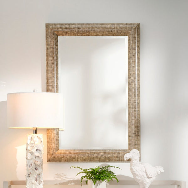 Tilda Mirror, Semi Matte Faux Rattan, 26"W x 38"H