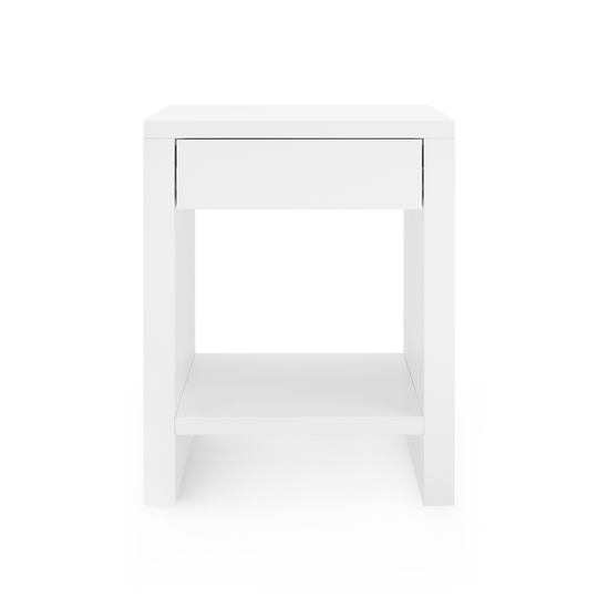 Morgan 1-Drawer Side Table, 19.5"W, Chiffon White