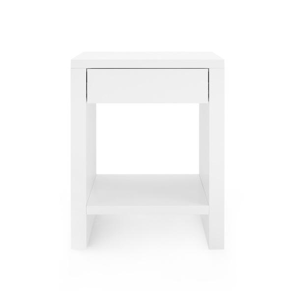 Morgan 1-Drawer Side Table, 19.5"W, Chiffon White