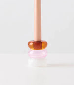 "Petite Pauline, Candle Holder, Amber/Pink/White  "