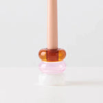 "Petite Pauline, Candle Holder, Amber/Pink/White  "
