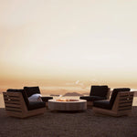 Mason Round Fire Table, Travertine Natural