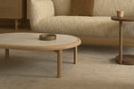 Meld Coffee Table, Light Oak with Travertine Top, 42.5"W x 28.3"D x 14.2"H