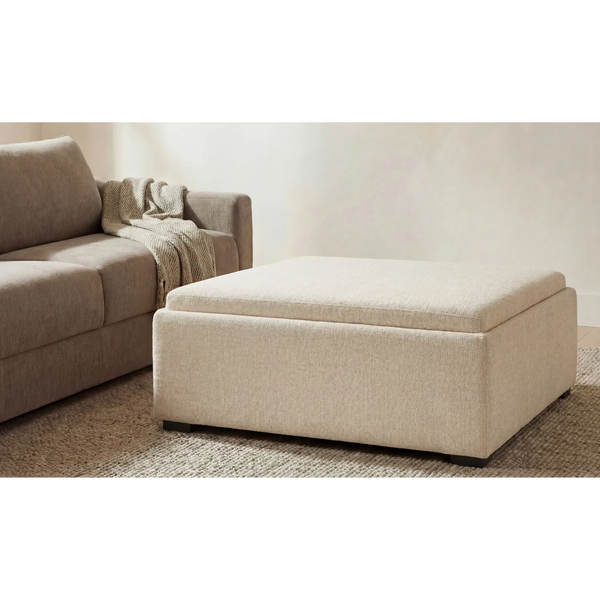 Montana Storage Ottoman, Flecked Oat, 35.4”W x 35.4”D