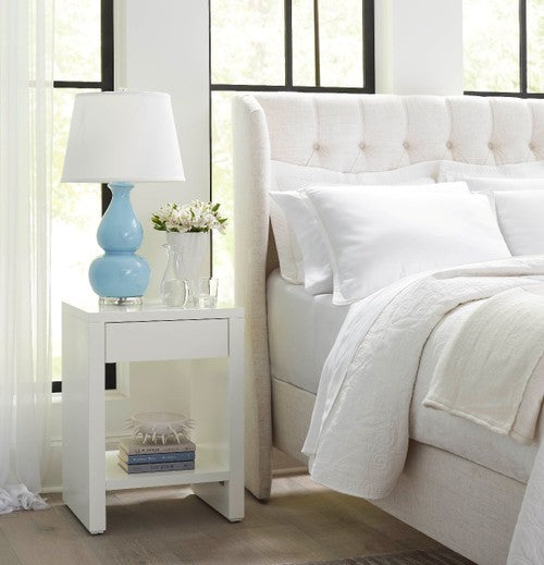 Morgan 1-Drawer Side Table, 19.5"W, Chiffon White