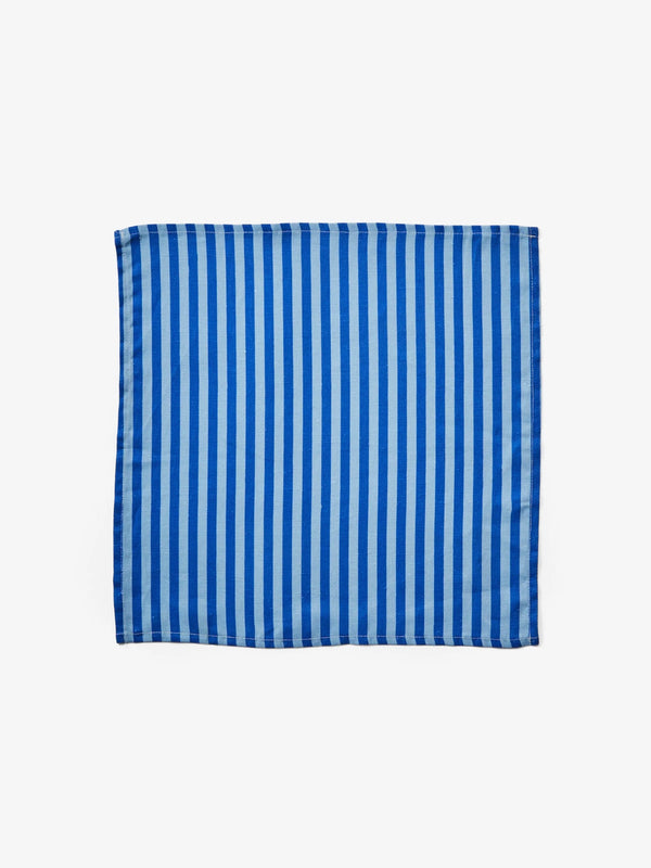 Pinstripe Blue Linen Napkins, Set of 8