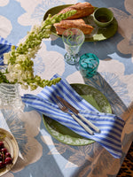 Pinstripe Blue Linen Napkins, Set of 8