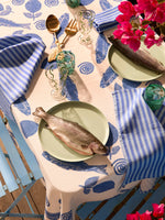 Pinstripe Blue Linen Napkins, Set of 8