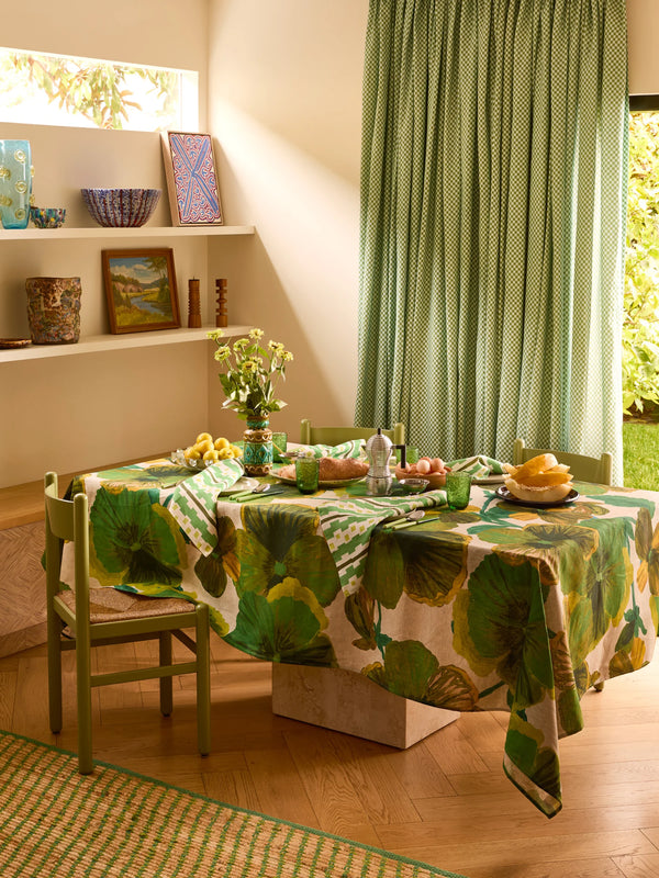 Bauhaus Green Linen Napkins, Set of 8