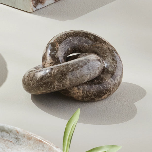 Linked Marble Rings Sculpture, 5.25"