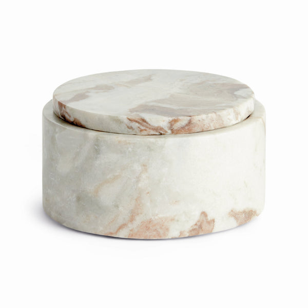 Jaqueline Marble Round Lidded Box, 3.5"H