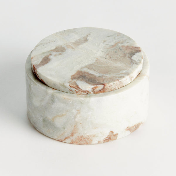 Jaqueline Marble Round Lidded Box, 3.5"H