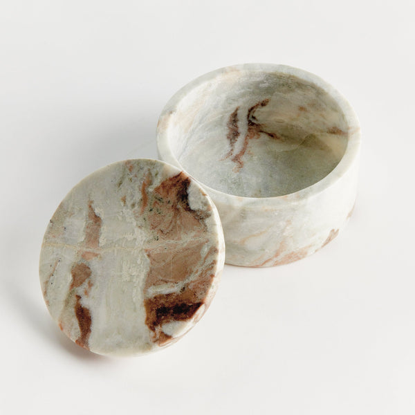 Jaqueline Marble Round Lidded Box, 3.5"H