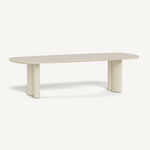 Newport Aluminum Rectangle Dining Table, 120", Aluminum Bone/ Travertine Natural