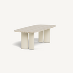 Newport Aluminum Rectangle Dining Table, 120", Aluminum Bone/ Travertine Natural