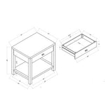 Gia Raffia Single Draw Nightstand, Natural 24"W