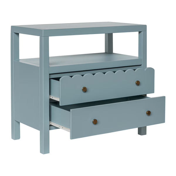 Maribelle Scallop Nightstand - Slate Blue, 28" W