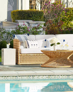 Veracruz Sunbrella Lumbar Pillow - White/ Navy, 12" x 21"