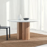 Tathra Round Dining Table, Light Oak, Marble, 61"Dia