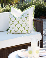 Ellis Indoor/Outdoor Pillow - White/Grass, 24" x 24"