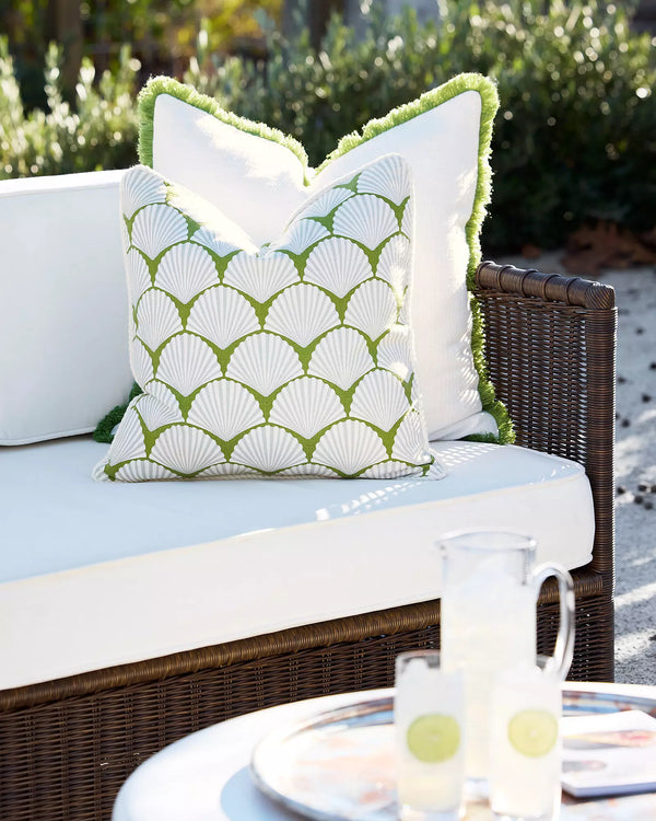 Ellis Indoor/Outdoor Pillow - White/Grass, 24" x 24"