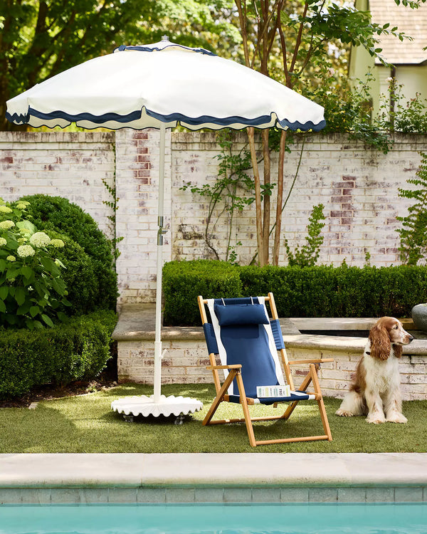 Wave Club Umbrella - White with Navy Trim