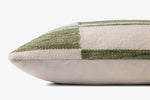 PLL0139 Ivory/Green Lumbar Pillow, 16" x 26"