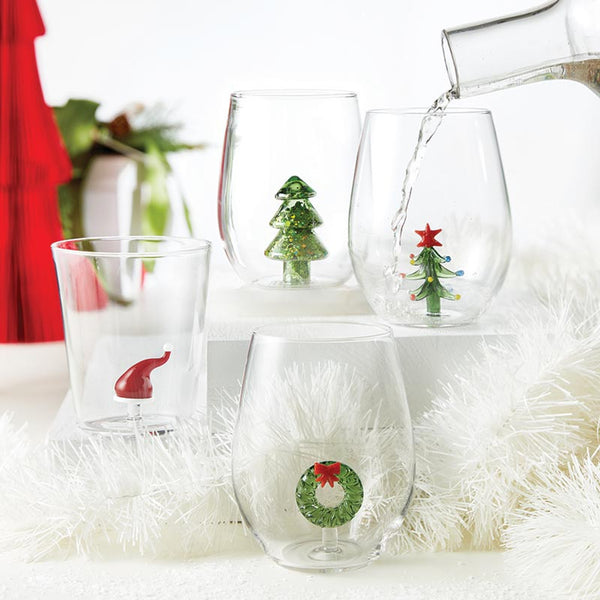 Wreath Icon Stemless Wine Glass
