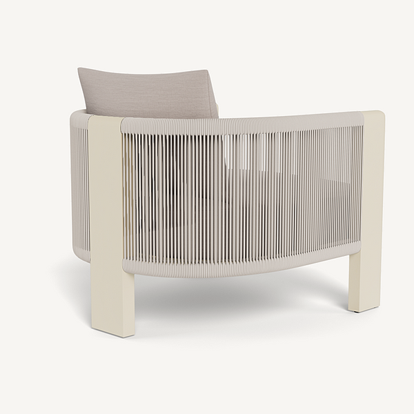 Palm Beach Lounge Chair, Aluminum Bone/Panama Marble/Rope Shell, 31.5"W