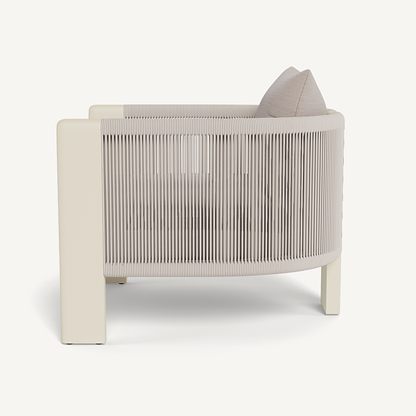 Palm Beach Lounge Chair, Aluminum Bone/Panama Marble/Rope Shell, 31.5"W