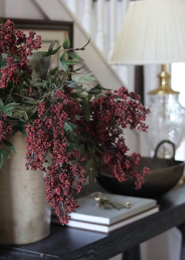 Burgundy Hanging Nandina Berry Branch, 45"
