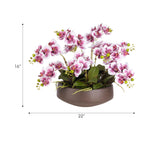 Purple Real Touch Orchid Phalaenopsis in Bowl, 16"H